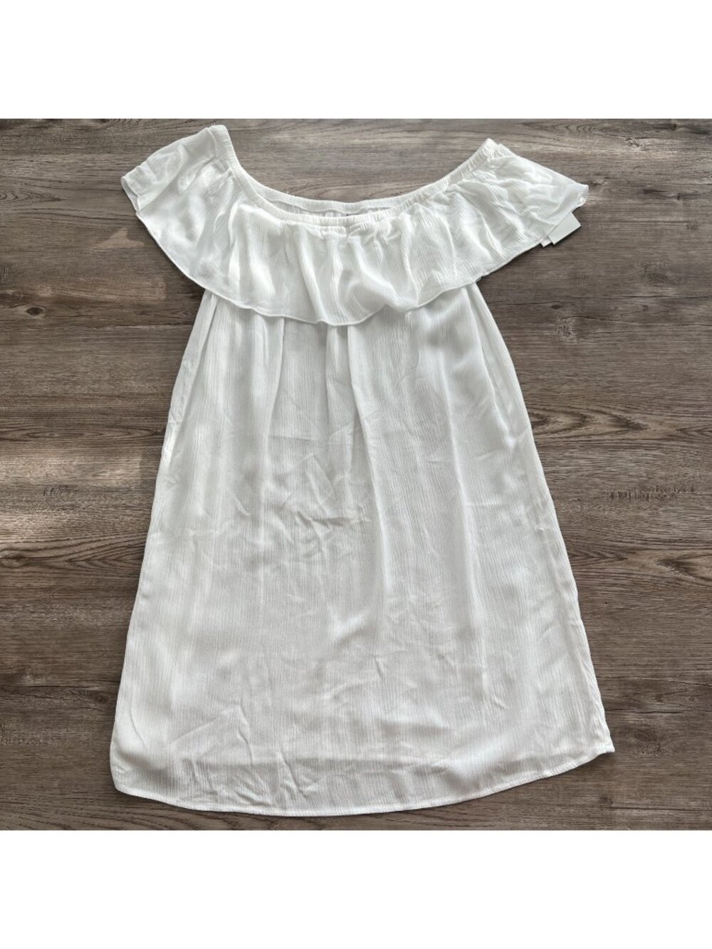 BECCA Swim Off The Shoulder Cover Up Mini Dress Womens Large White NWT